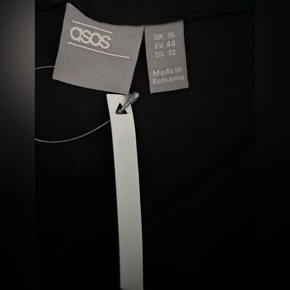 ASOS DESIGN Black Denim Button Up Dress Sz 12 NWT - Picture 3 of 3